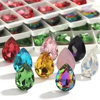7x10/10x14/13x18MM Drop Rhinstone K9 Materiál Krištáľové Šperky Diamond Pointback Kameň Vysokej Kvality Slza Light Siam Sklo