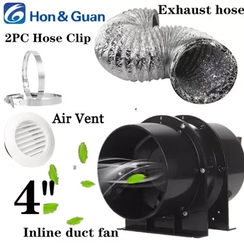 Hon&Guan Inline Ventilátor 4/6 Palcový 220V Odvode Ventilátor Výfukových objímka Hadice Air Vent Auta, pre Rast Stany s Uhlíkovým Filtrom a Hydroponics