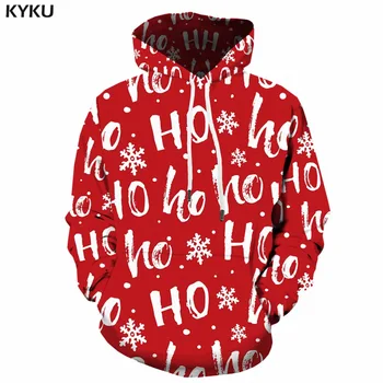 KYKU Červená mikina s Kapucňou Mužov Vianočné Mikina Tlač Anime Šaty Strany 3d Hoodies Vianoce, Šťastný Hip Hop Pánske Oblečenie, Streetwear Kapucňou