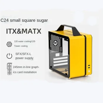 Mechanické Master C24 Malé Kocky Cukru Mini ITX Malé Veci SFX Prenosné Prenosné All-hliníkové Bočné Transparentné Sklo A50