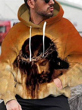 Móda 3D Tlač Hoodies Christian Ježiš Bežné Pulóver s Dlhým Rukávom, Mikiny