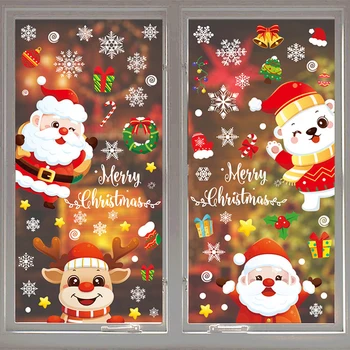 Vianočné Okno Odtlačkový Santa Claus Snowflake Nálepky Zimné Stenu pre Deti Izbách Nový Rok Vianočné Dekorácie